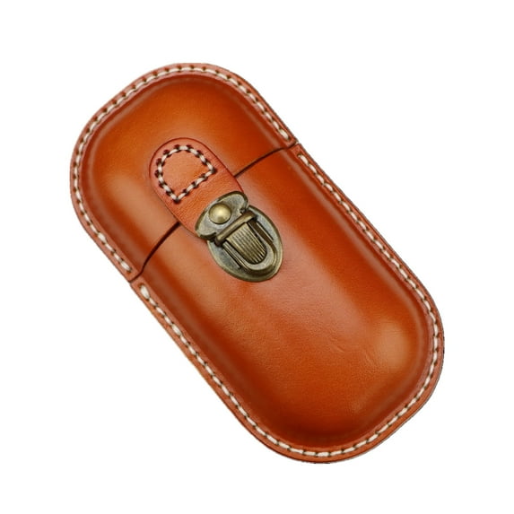Leather Eyeglass Case Hard Shell Retro Men And Women Sunglasses Nearsighted Glasses Locking clasp Protection Box (Brown)