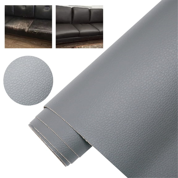 Leather Fabric, Leather Repair Patch, Faux Leather Upholstery Fabric, Adhesive Leather Repair Kit, Smooth Waterproof Fabric Material Patch, 1 Roll DIY Crafts Leather Material Gray