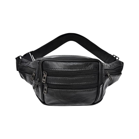 Leather Fanny Pack for Men & Women, Multi-Pockets Waist Belt Bag for Travel, Sports, Hiking, Cycling, Running, 2 Pack