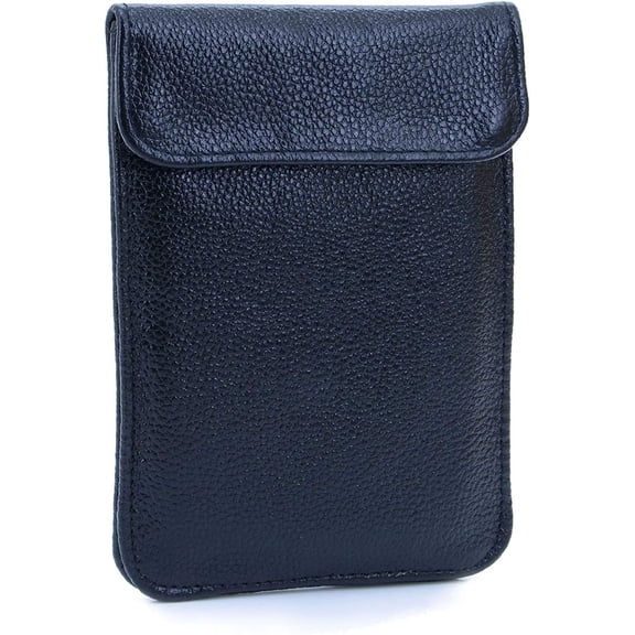Leather Faraday Bag RFID Cell Phone Signal Blocking/Jammer Pouch Bag Anti-Spying/Tracking/Radiation GPS Shielding Passport Sleeve/Wallet Case,Car Key FOB