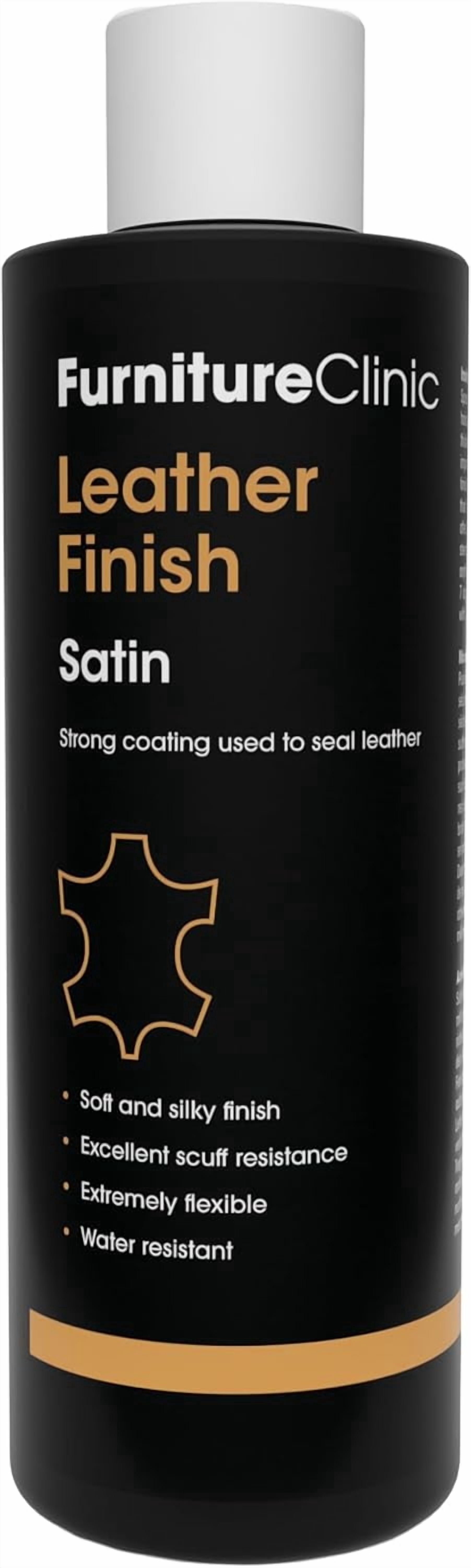 Furniture Clinic Leather Finish Satin | Seal & Protect | Suitable for Leather Sofas, Car Interiors, Handbags, and More | Flexible | Prevents Scratches and Scuffs | Satin Finish (250 ml / 8.5 oz)