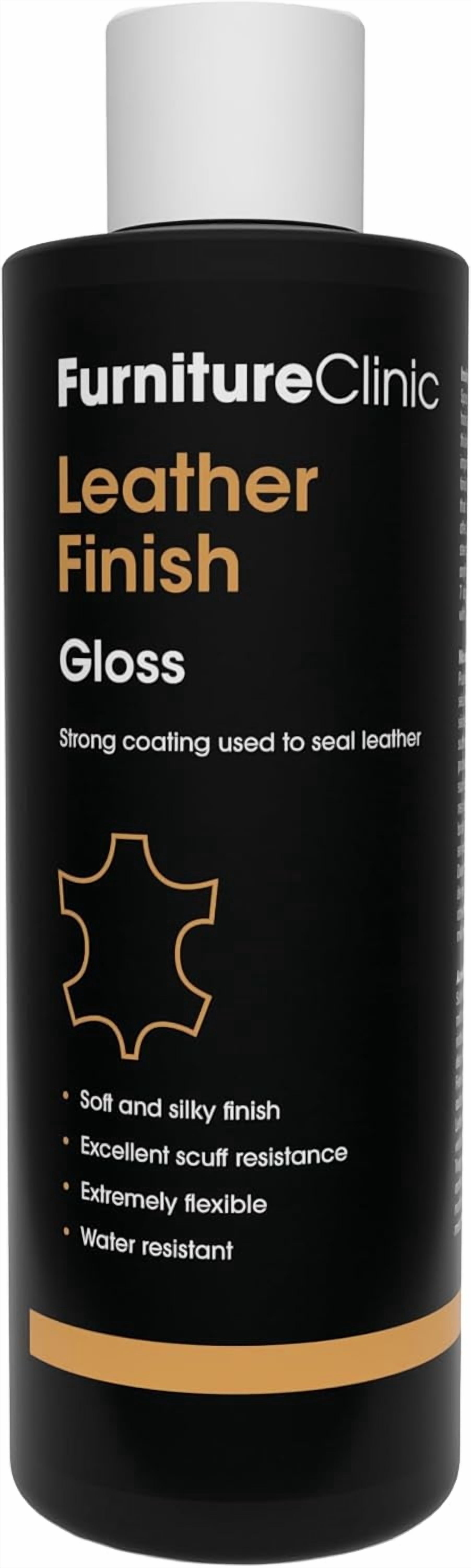 Furniture Clinic Leather Finisher Gloss | Seal & Protect | Suitable for Leather Sofas, Car Interiors, Handbags, and More | Flexible | Prevents Scratches and Scuffs | Gloss Finish (250 ml / 8.5 oz)