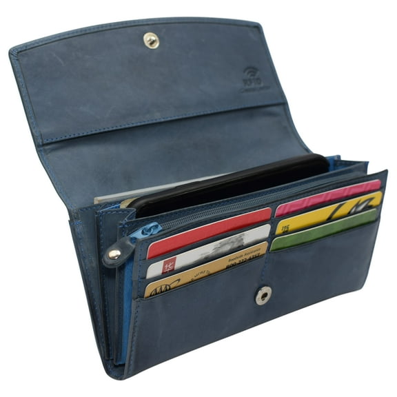 Leather Flap Clutch RFID Wallets For Women - Big Womens Wallet Accordion Purse Organizer Zip Coin Pouch For Women Gift