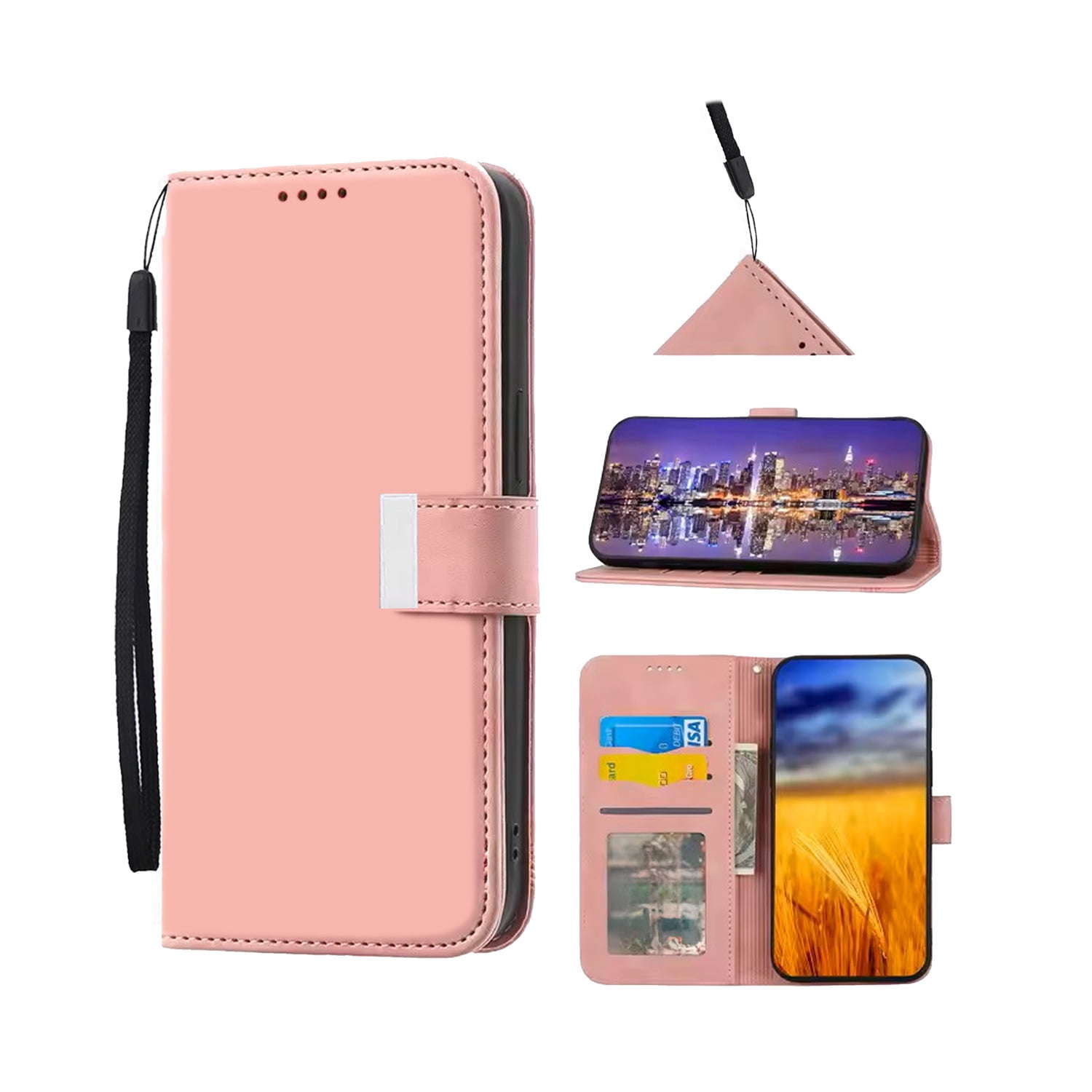 Leather Flip Cover with Card Slots for iPhone 17 Pro Max - Rose Gold