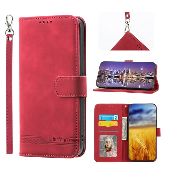 Leather Flip Wallet Case For Samsung Galaxy S24 Ultra S24Plus S23 Ultra S23Plus S23FE S22 Ultra S22Plus S21 S21FE S20 S20Ultra S20FE S10 S10Plus S10 5GLeather Case Card Slot Protect Cover