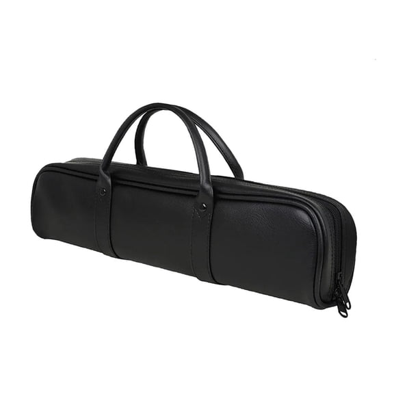 Leather Flute Case Zippered Flutes Box Carry Handbag with Double Carry ...