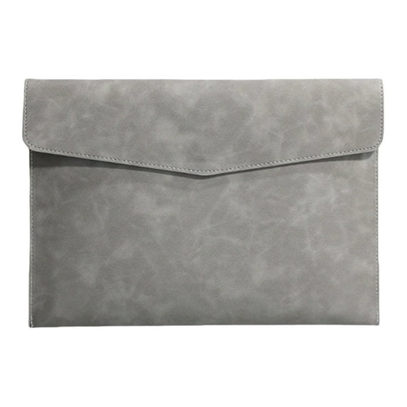 Leather Folder, Leather Envelope Document Folder Holder for Documents Letters Envelopes Waterproof PU Envelope Case with Snap Closure (Gray)