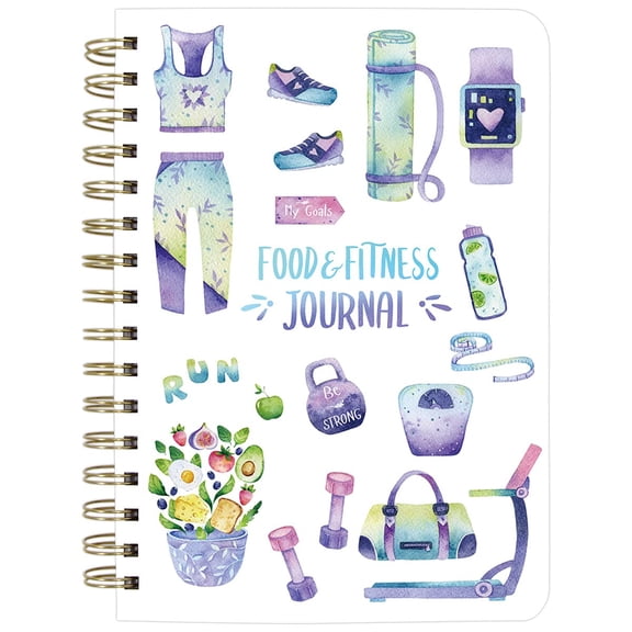 Leather Food & Fitness Journal Notebook 6.1x8.5 Hard Cover 122 Pages