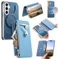 thumbnail image 1 of Leather For Samsung Galaxy S26 5G Case 6.3 inch ,With Card Holder Zipper Bills Slot, Soft PU Leather Magnetic Wallet Case,Blue,For Galaxy S26 (5G), 1 of 10