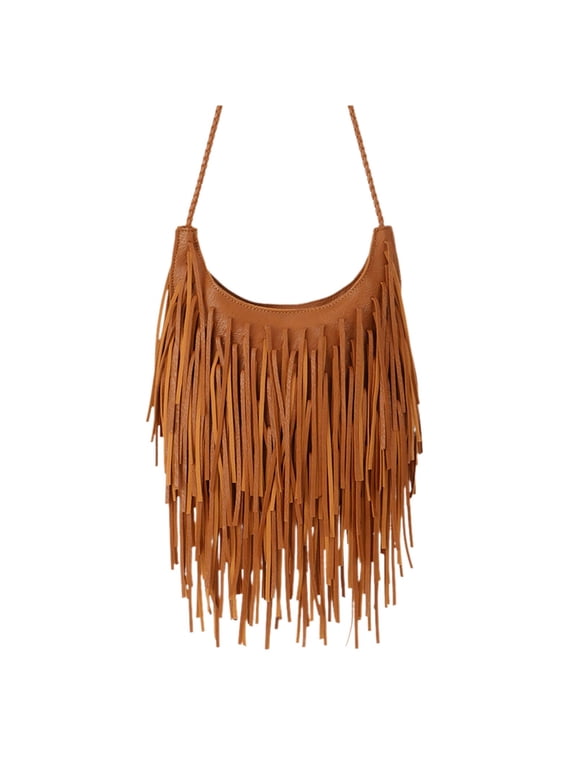 Leather Fringe Bag for Women Boho Crossbody Purse Suede Western Fringe Purse Vintage Hobo Handbags
