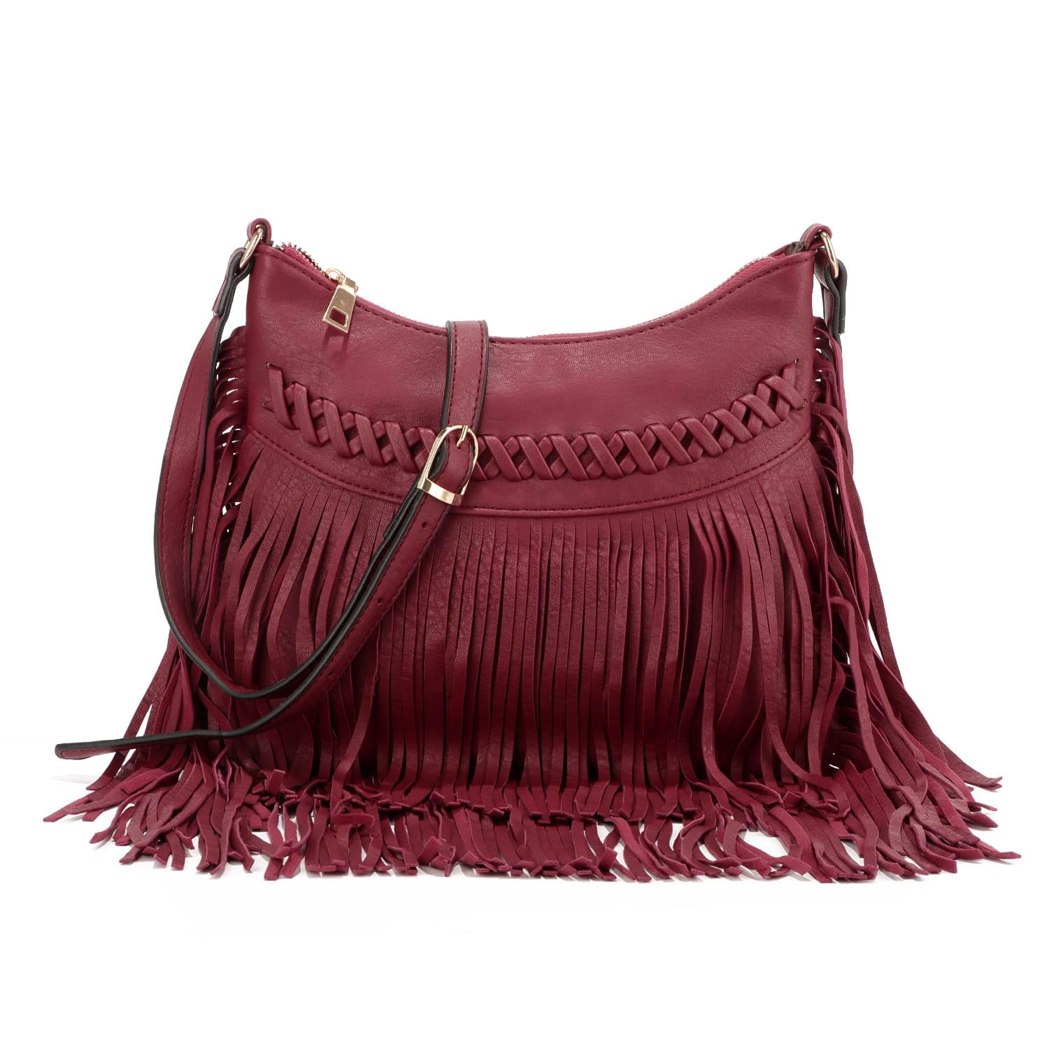 Leather Fringe Purse for Women Trendy Western Tassel Crossbody Bag Vintage Hobo Black Shoulder Messenger Bag