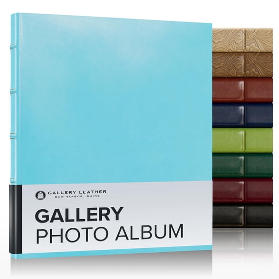Gallery Leather Photo Album 4x6 - 3 Ring Binder Photo Album, 60 Pages for 120 Photos, Fillable, Can Fit 8x10 and 5x7 Photos, Handcrafted - Acadia Pool - 11.75 x 10.5 ", Gallery