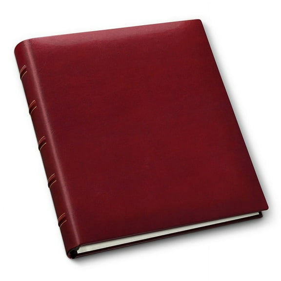 Leather Gallery Photo Album by Gallery Leather, 11.75" x 10.5", 60 pages, 120 Photos, 60 Photo Notes, Ringbound, Gold Embossed Hub Accents, Refillable, Acadia Red