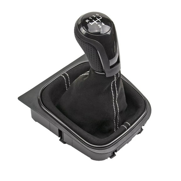 Leather Gear Shift Knob Boot For Golf Jetta 5 6 Speed Manual Transmission Interior Upgrade Replacement Part Black Compatible With Mk5 Mk6 Eos Scirocco 5 Speed
