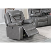 Poundex Furniture Single Gel Leatherette Power Recliner in Gray