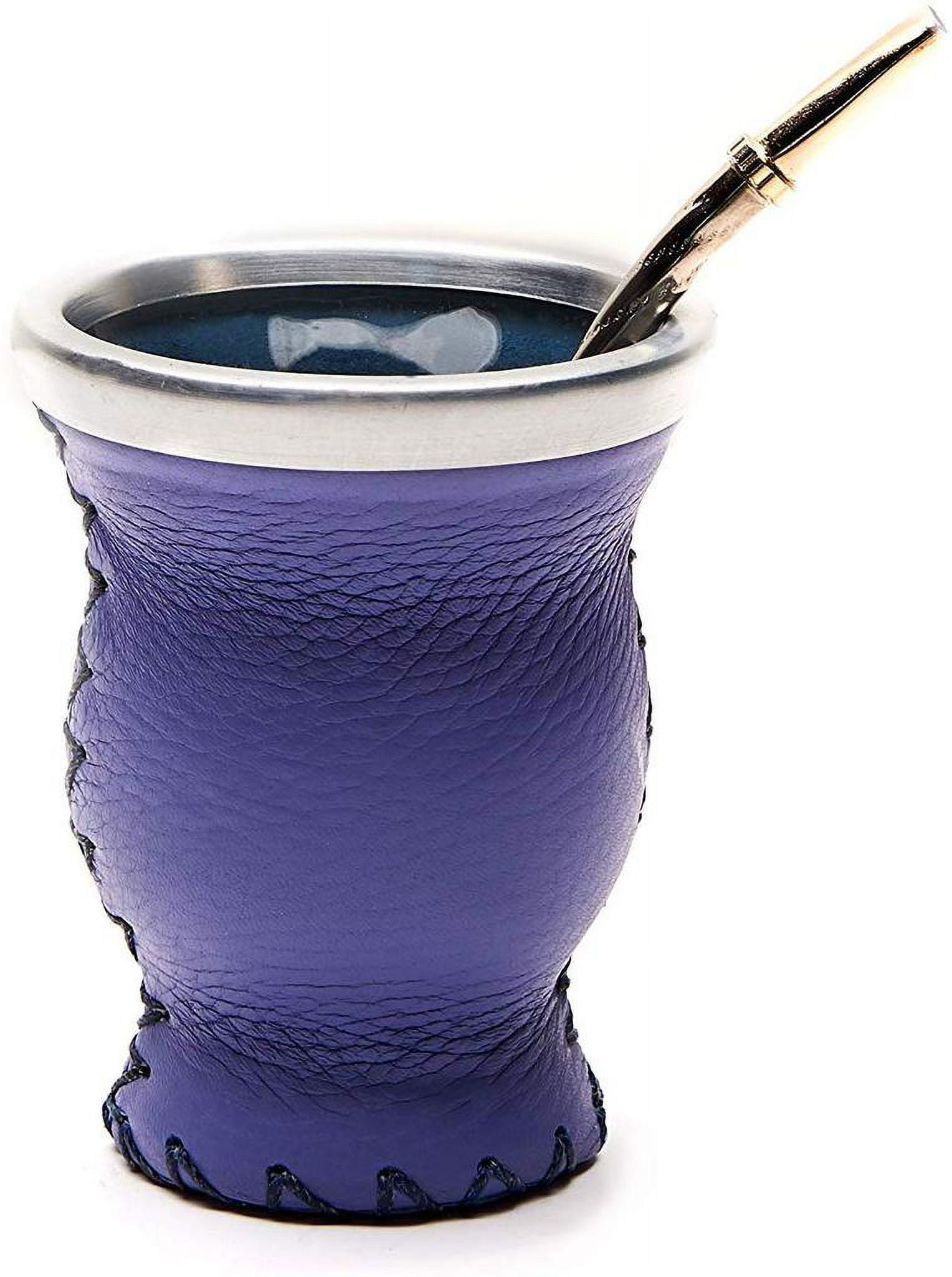 Leather & Glass Yerba Mate Gourd Set (Mate Cup) with Yerba Mate