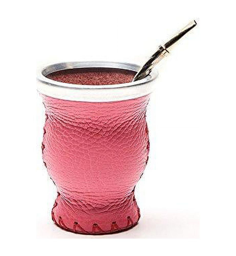 Leather & Glass Yerba Mate Gourd Set (Mate Cup) with Yerba Mate