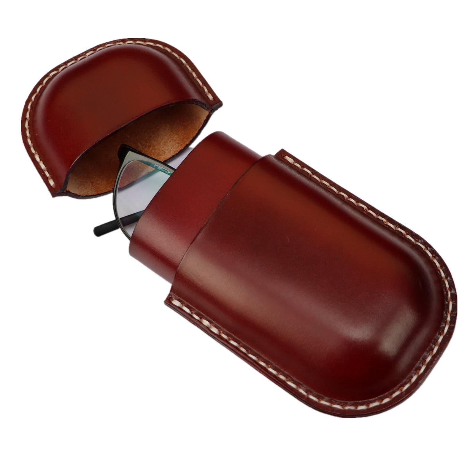 Cowhide Leather Eyeglass Case Travel Anti-Crush Storage Box Leather Glasses Case Cowhide Vintage Men And Women  main image 3
