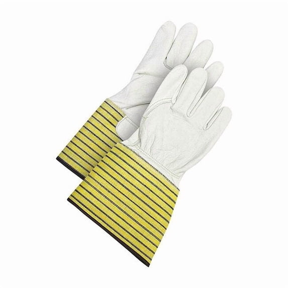 Leather Gloves, Cowhide, Safety Cuff, Wing Thumb, Full Finger, Blue ...