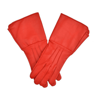 Leather Gloves Long Arm Cuff Medieval Gloves For Men  Large Red