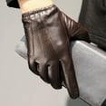 thumbnail image 1 of Leather Gloves Men's Autumn And Winter Plus Velvet Padded Warm Driving Motorcycle Touch Screen Sheepskin Gloves Brown (plus velvet) L, 1 of 10