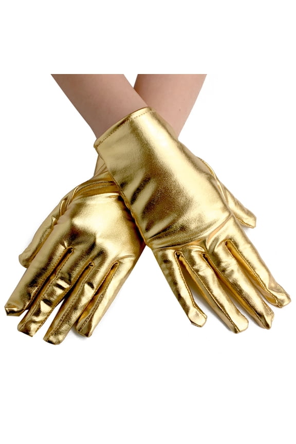 Leather Gloves Women Fashion Party Gloves Lady Short Gloves Shimmering Uniform Mittens Evening Party Gloves