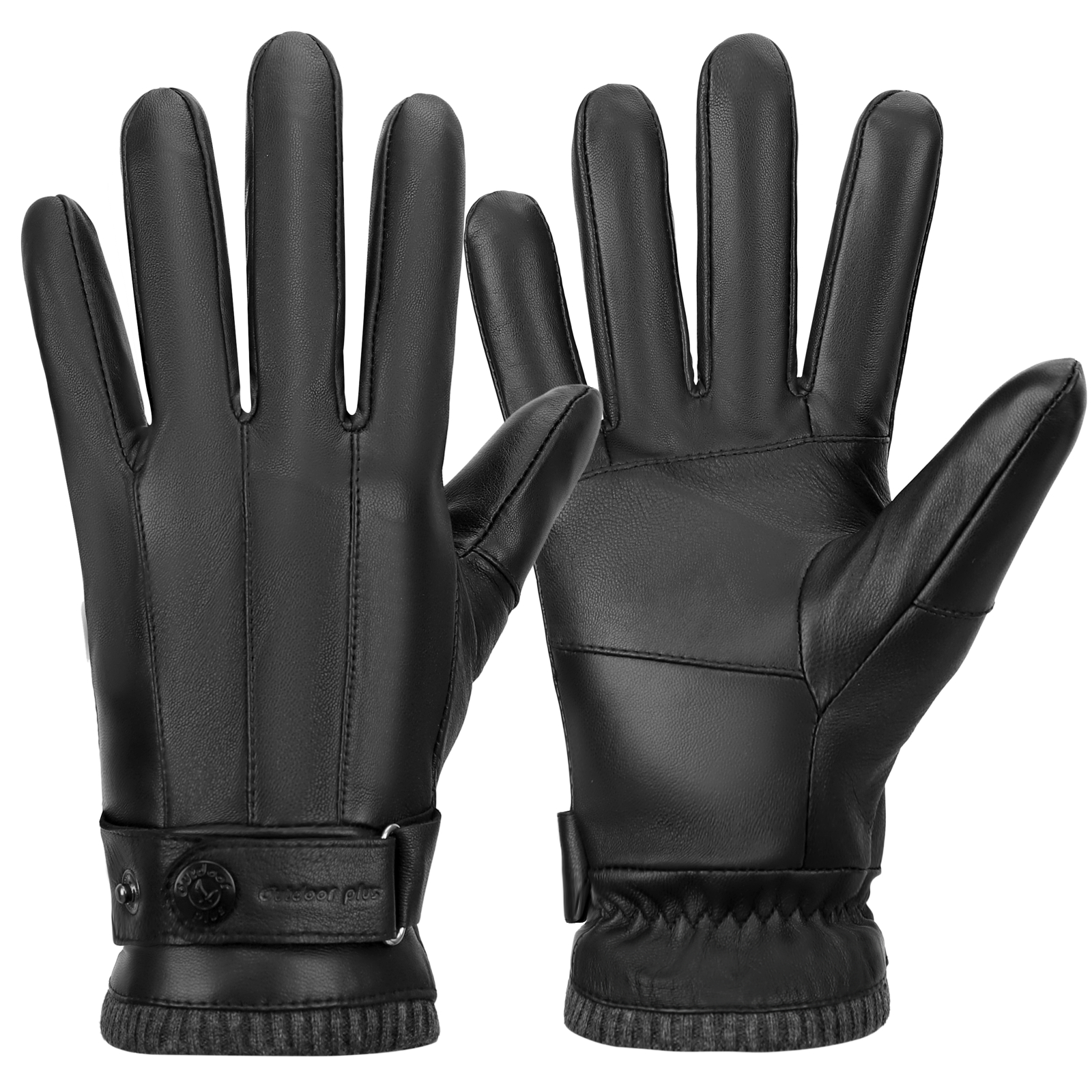 Guide Gear Mens Black Leather Gloves, Cashmere Lined Lamb Leather Winter Gloves, Driving Gloves