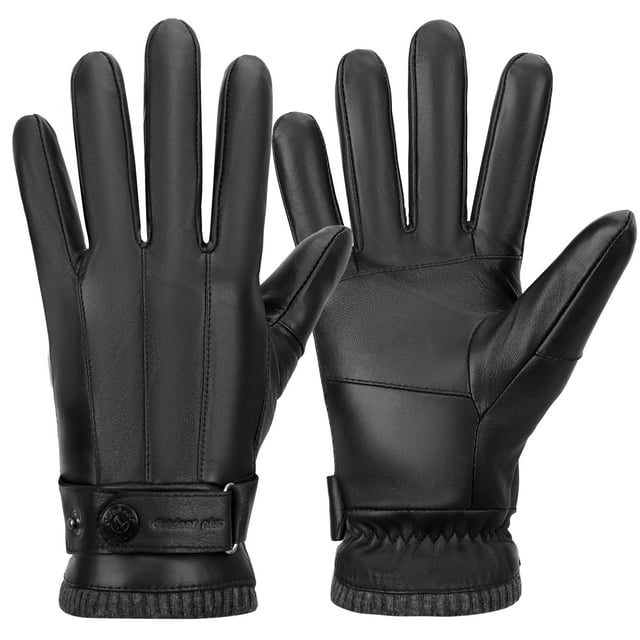 Leather Gloves for Men,Mens Winter Leather Driving Gloves Touchscreen for Gift