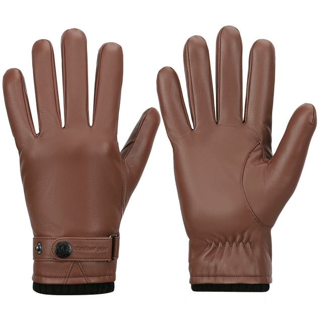 Leather Gloves for Men, Warm Wool Lined PU Leather Winter Gloves Touchscreen Texting,Driving Gloves Men Waterproof