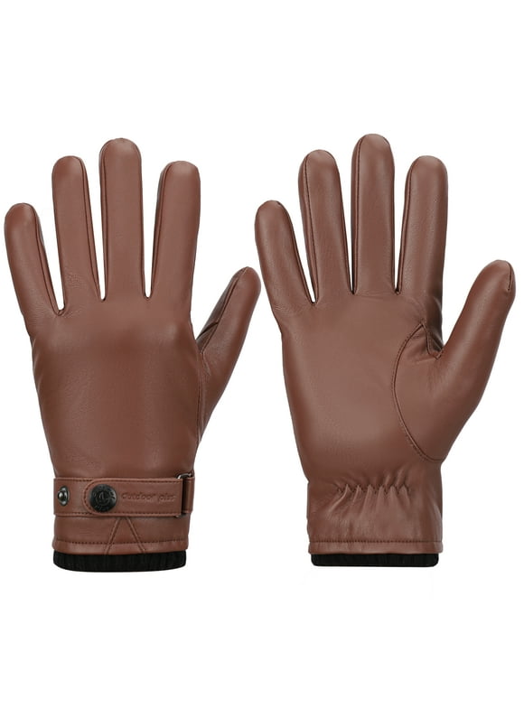 Leather Gloves for Men, Warm Wool Lined PU Leather Winter Gloves Touchscreen Texting,Driving Gloves Men Waterproof