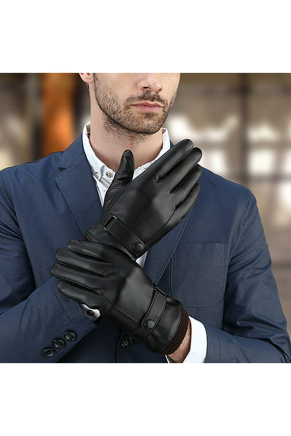 Leather Gloves for Men,Winter Sheepskin Leather Driving Gloves,Touchscreen Wool Fleece Lined Warm Gloves for Gift