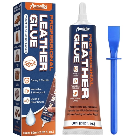 Leather Glue, 60ml Strong & Flexible Leather Adhesive  Waterproof, Quick-Dry & Clear Repair Glue for Shoes, Jackets, Handbags, Sofas, Car Seats & More  Long-Lasting Bond for Durable Fixes