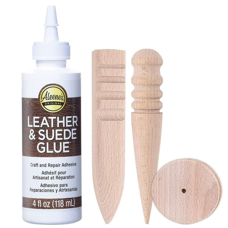 Leather Glue Adhesive - Aleenes Leather Fabric Glue for Patches,  Upholstery, Tears, Canvas, Clothing, 3 Pack Burnishing Tool for Leather