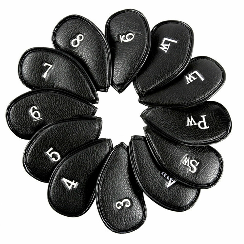 Leather Golf Headcovers Irons Set 12 Pcs Club Iron Head Covers Driver Mallet