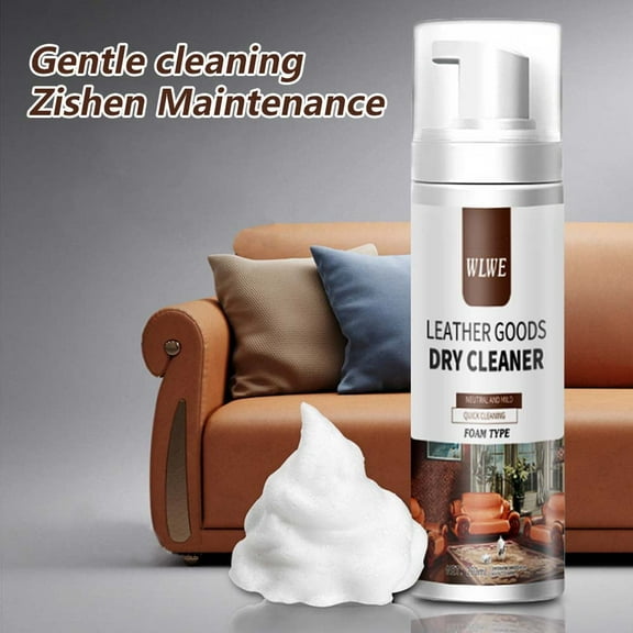 Leather Goods Dry Cleaner 200ml Neutral Foam Cleaner for Shoes Bags Coats Sofas, Gentle Stain Removal & Softness Protection