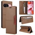 thumbnail image 1 of Leather For Google Pixel 10 / Pixel 10 Pro 6.3-inch Case , RFID Blocking,Flip Color blocking Wallet With Cash Holder Magnetic Closure Shockproof Kickstand Protective Phone Cases Cover,Brown, 1 of 10