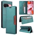 thumbnail image 1 of Leather For Google Pixel 9 / Pixel 9 Pro 6.3-inch Case , RFID Blocking,Flip Color blocking Wallet With Cash Holder Magnetic Closure Shockproof Kickstand Protective Phone Cases Cover,Green, 1 of 10