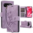 thumbnail image 1 of Leather For Google Pixel 9a Case Orchids&Butterflies Embossed 3-card  Flip Wallet Leather Case With Card Holder Magnetic Closure  Phone Cases Cover,Purple,For Pixel 9a, 1 of 6
