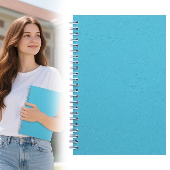 Leather Grain White Paper Notebook A5 with Margin Glossy Card Cover