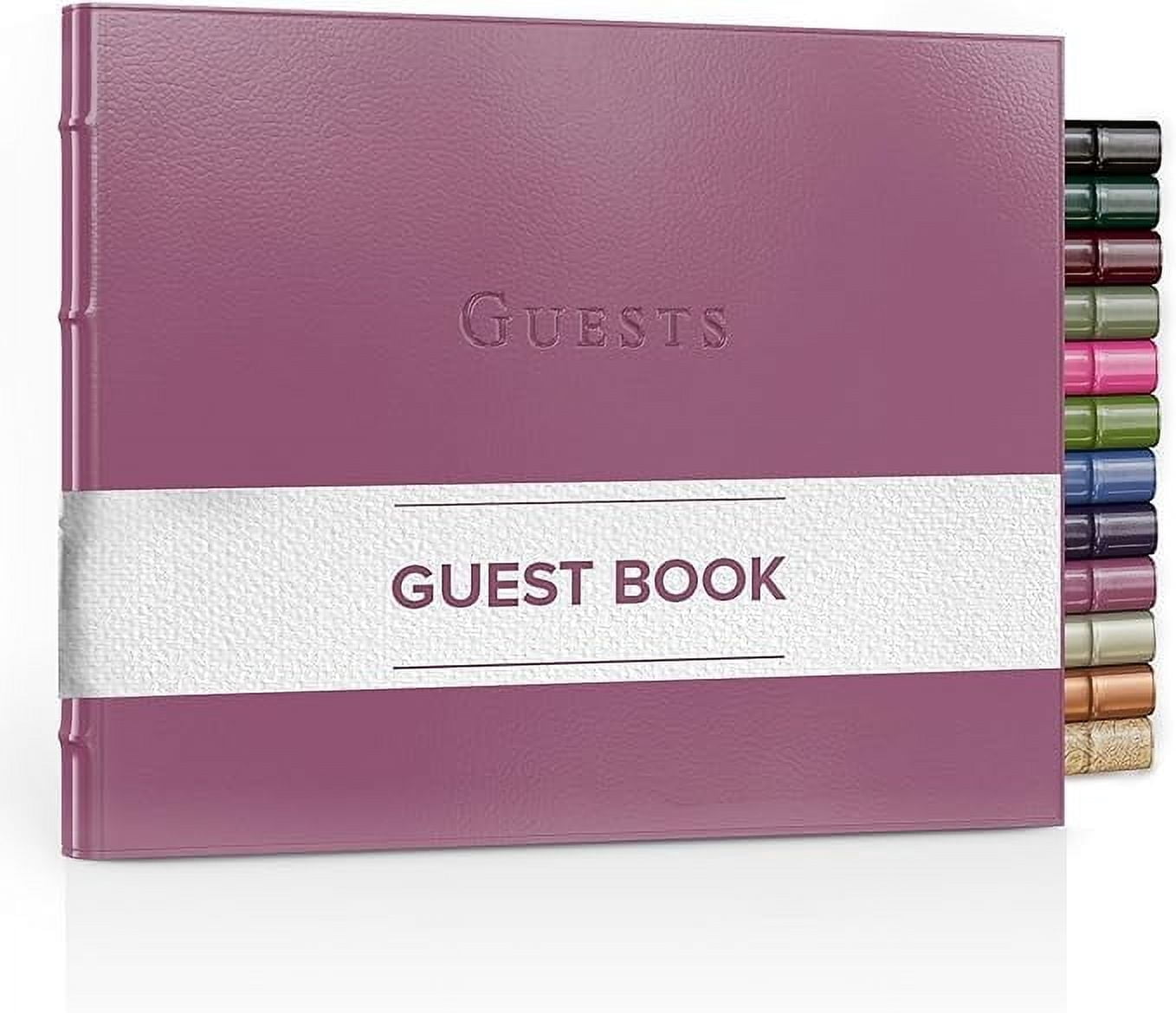 Leather Guest Book Journal by Gallery Leather, 7" x 9", 192 Gold Gilded Ruled Horizontal Pages, Hard Cover, Ribbon Bookmarker, Acadia Hope