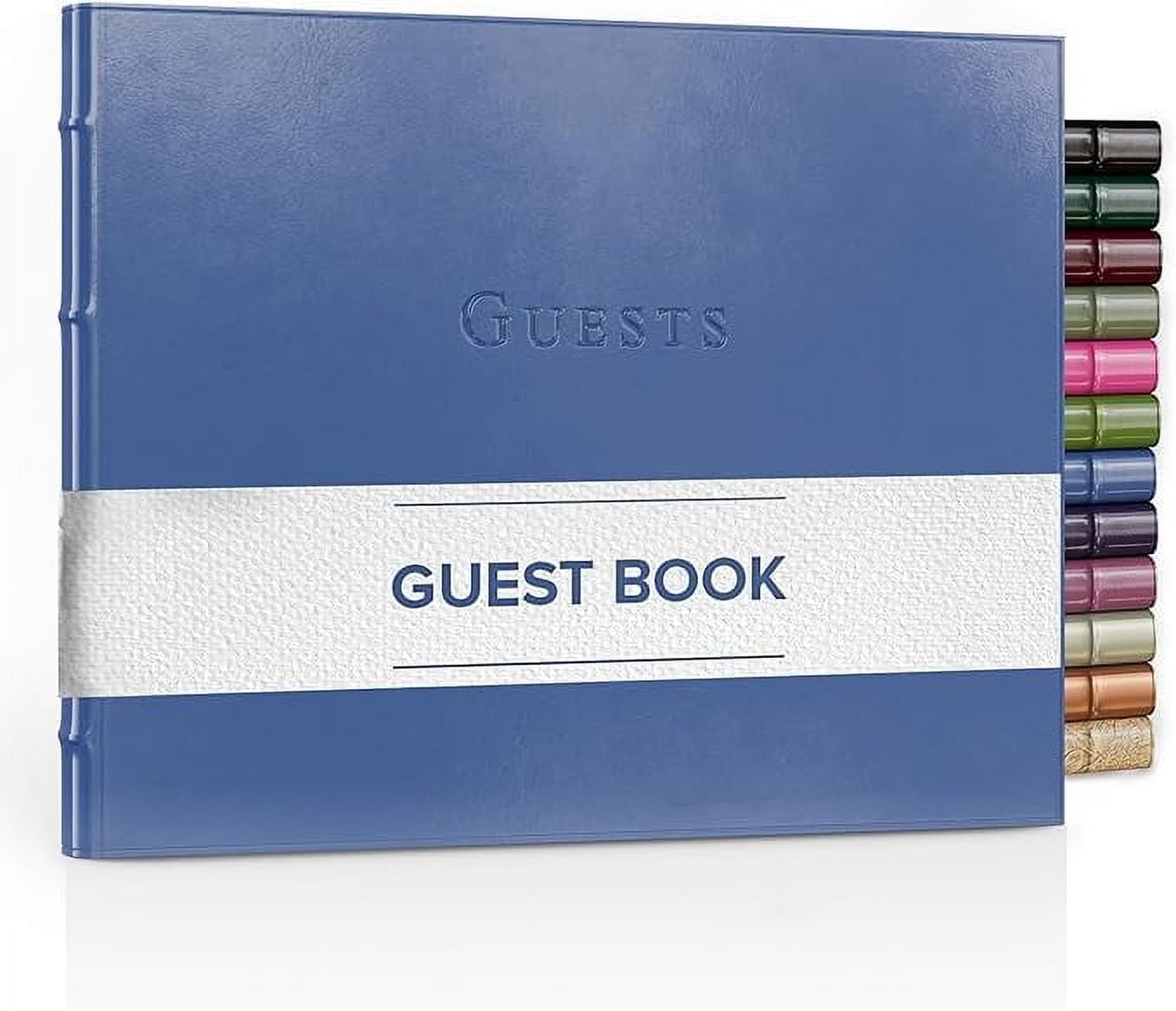 Leather Guest Book Journal by Gallery Leather, 7" x 9", 192 Gold Gilded Ruled Horizontal Pages, Hard Cover, Ribbon Bookmarker, Acadia Hydrangea