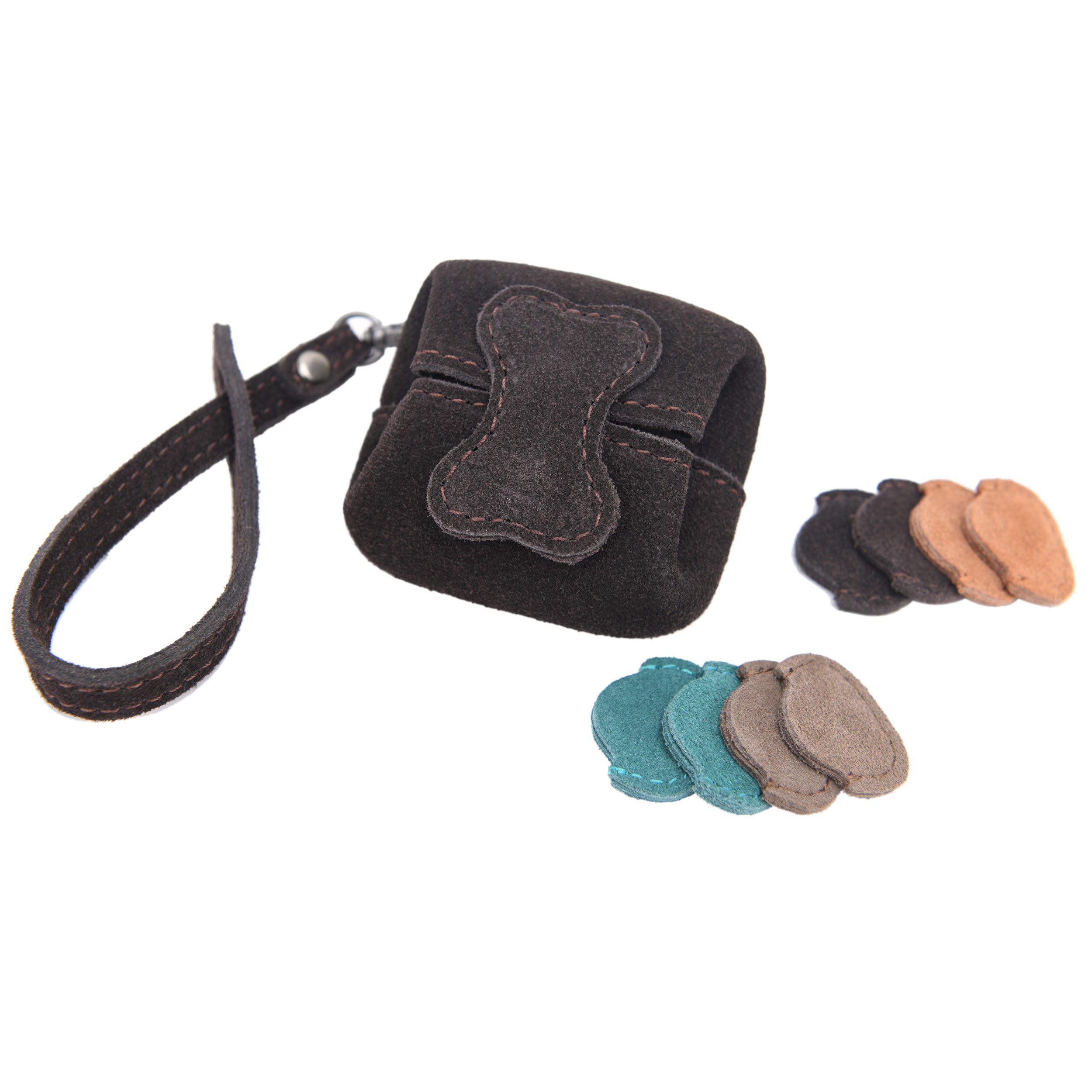 Leather Guitar Pick Holder Case Cowhide Leather Mini Coin Change Pocket Pouch