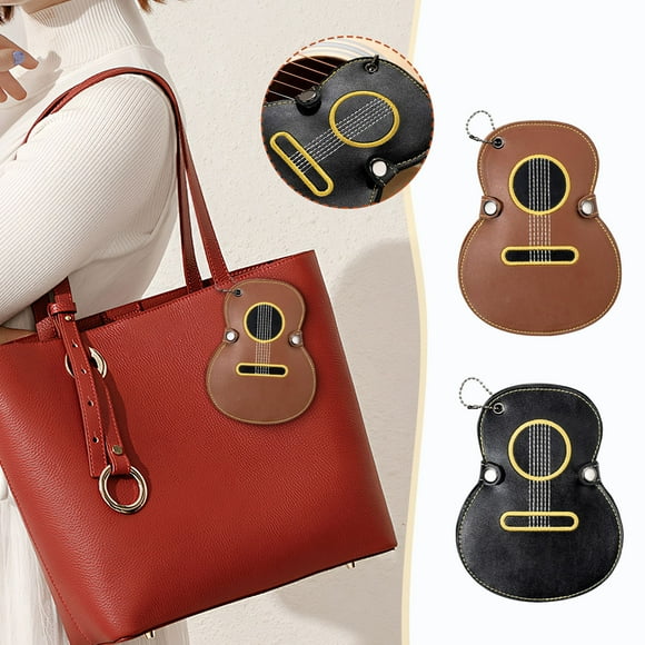 Leather Guitar Pick Holder Keychain Case with Embroidered Design - Large Capacity Pick Storage Pouch for Folk Acoustic Electric Guitar Musicians - Premium Pick Organizer Accessory Gift