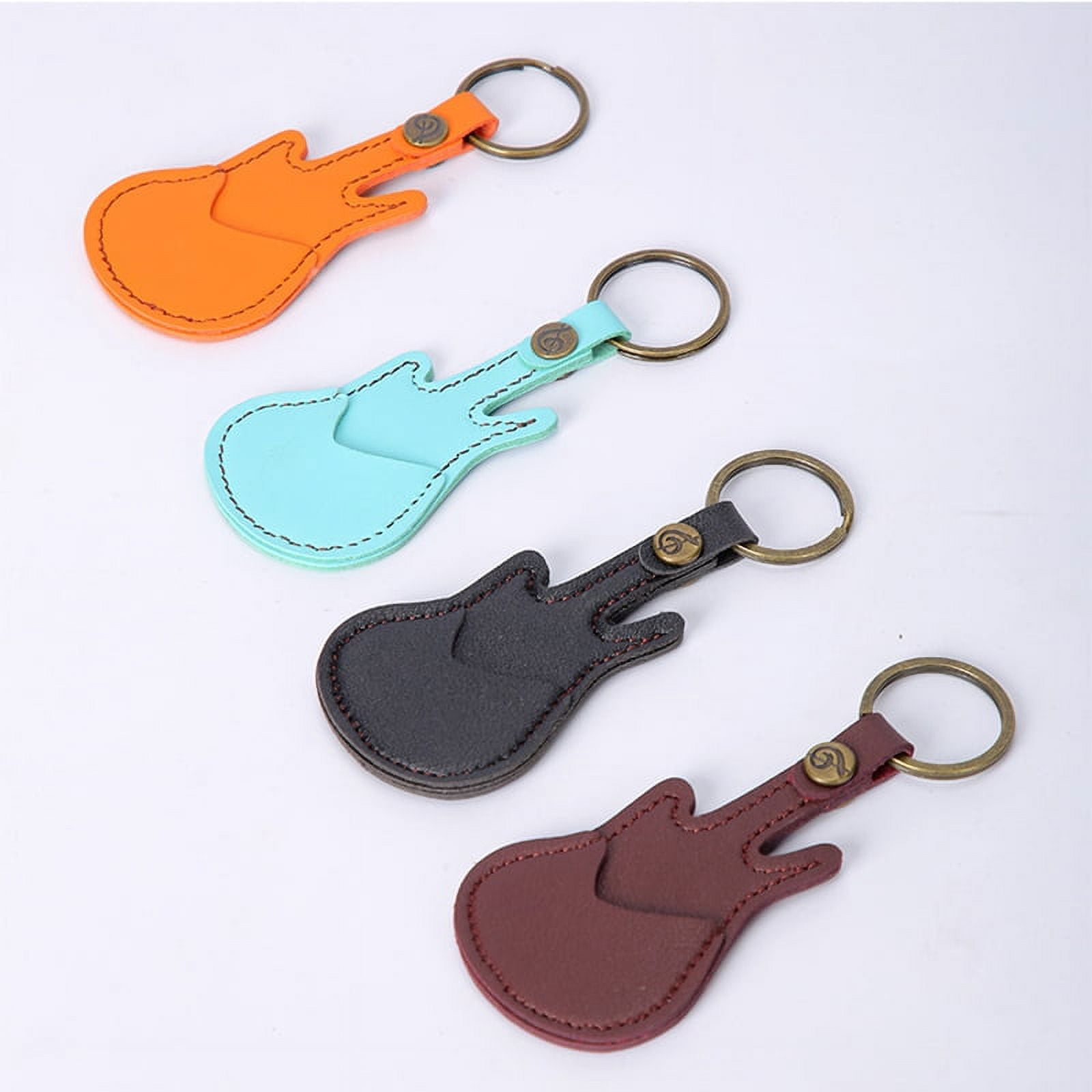 Leather Guitar Picks Case Guitar Pick Holders with Keyring Guitar Plectrums Bag for Guitar Pick Bag Gift Light Blue