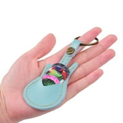 ANSELF Leather Guitar Picks Holder Case Bag Guitar Shape with Key Ring 5pcs Celluloid Guitar Picks String Instrument Accessories