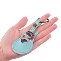 Leather Guitar Picks Holder Case Bag Guitar Shape with Key Ring 5pcs Celluloid Guitar Picks String Instrument Accessories
