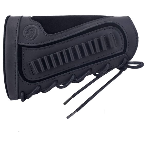 Leather Gun Buttstock Ammo Holder for.22, .22LR, .22MAG,.17 hmr Adjustable Cheeck Rest Pad Pouches