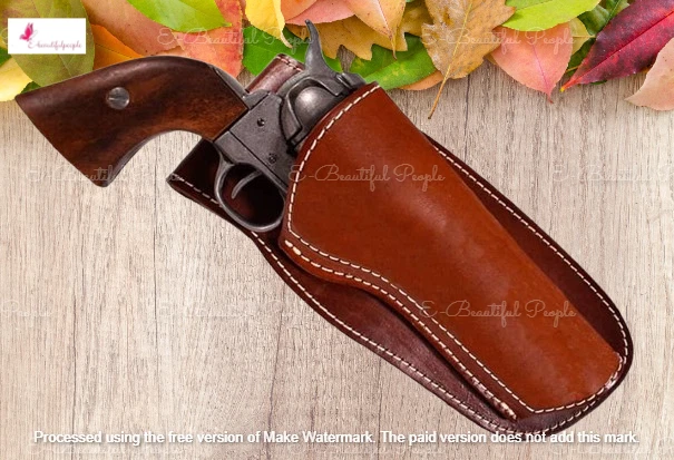 Leather Gun Revolver Holster Cowboy Western Hand Crafted- Barrel size :"8-9"