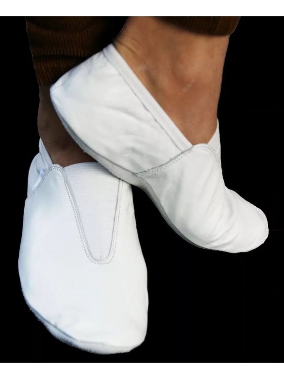 Leather Gymnastics Training Dance Shoes, Soft and Flexible Slip On for Ballet, Yoga, Tumbling and Fitness Shoes