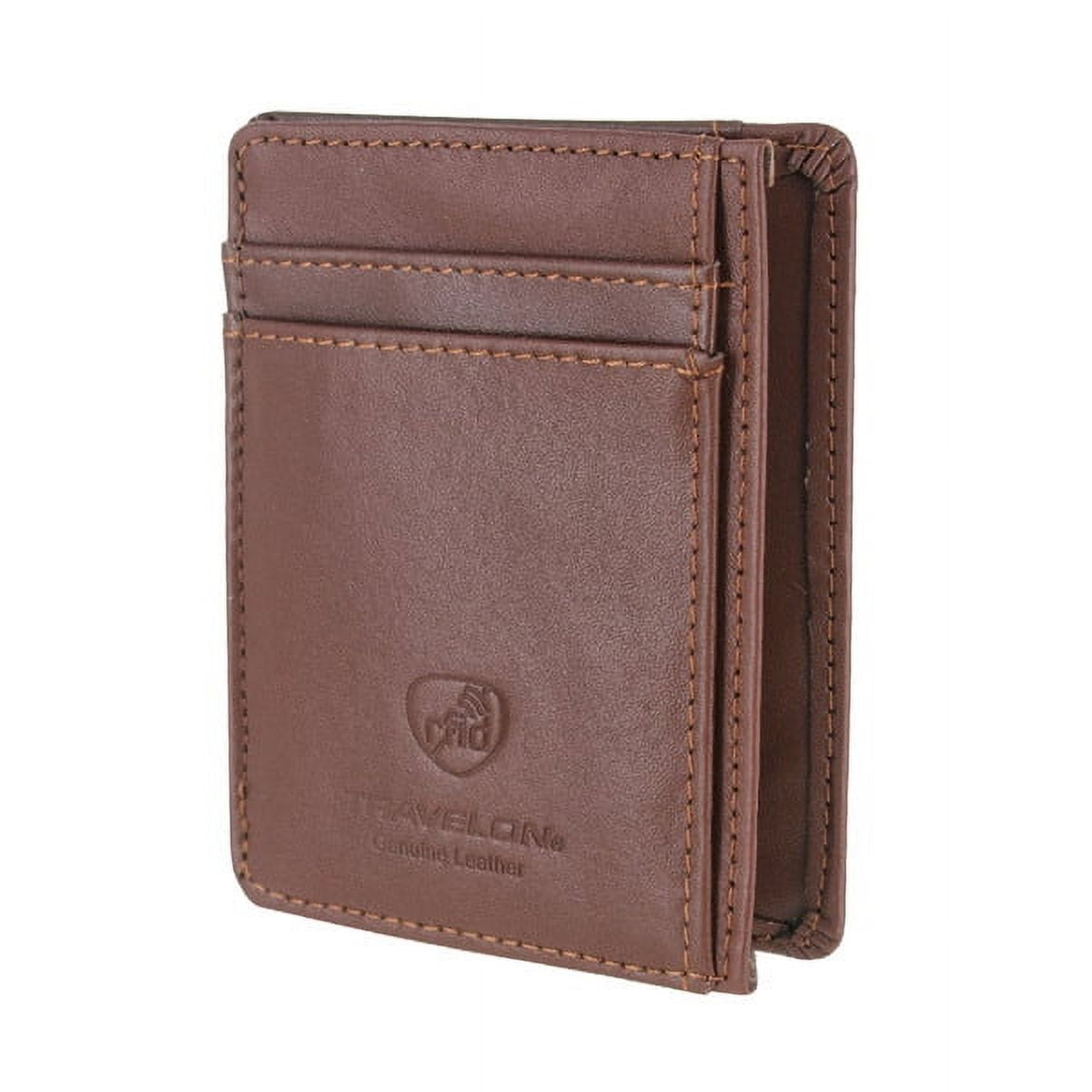 Travelon - Brandclub - Leather Hack-Proof RFID Blocking Cash Card Sleeve and Wallet Brown Travelon - Brandclub - Leather Hack-Proof RFID Blocking Cash Card Sleeve and Wallet Brown